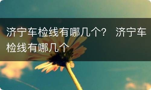 济宁车检线有哪几个？ 济宁车检线有哪几个
