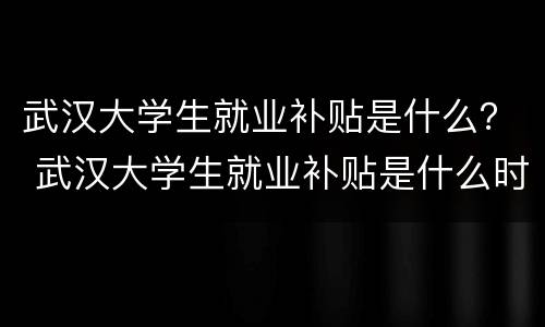 武汉大学生就业补贴是什么？ 武汉大学生就业补贴是什么时候发放