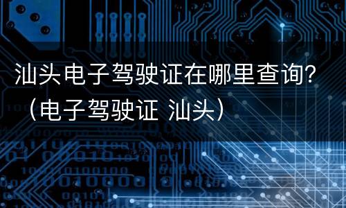 汕头电子驾驶证在哪里查询？（电子驾驶证 汕头）