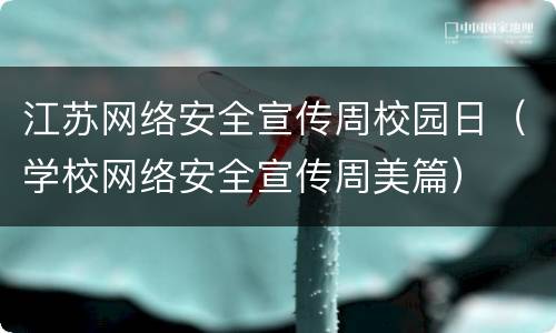 江苏网络安全宣传周校园日（学校网络安全宣传周美篇）