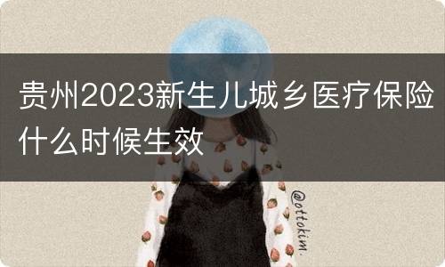贵州2023新生儿城乡医疗保险什么时候生效