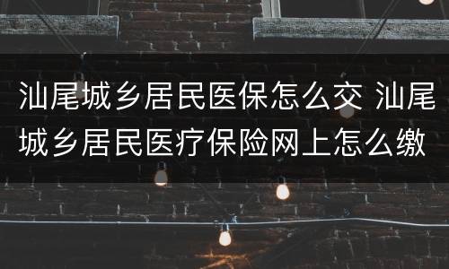 汕尾城乡居民医保怎么交 汕尾城乡居民医疗保险网上怎么缴费