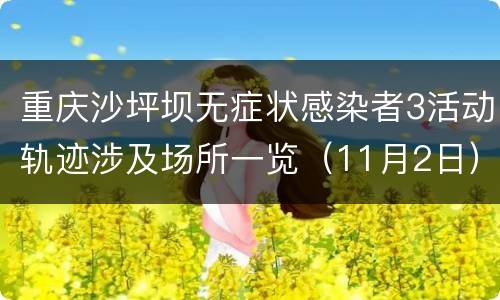 重庆沙坪坝无症状感染者3活动轨迹涉及场所一览（11月2日）