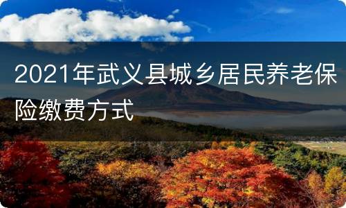 2021年武义县城乡居民养老保险缴费方式