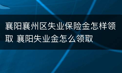 襄阳襄州区失业保险金怎样领取 襄阳失业金怎么领取