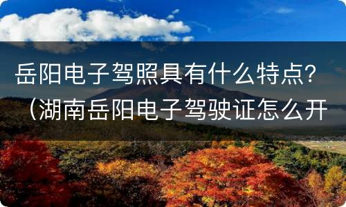 岳阳电子驾照具有什么特点？（湖南岳阳电子驾驶证怎么开通）