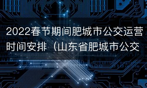 2022春节期间肥城市公交运营时间安排（山东省肥城市公交车班次时间）