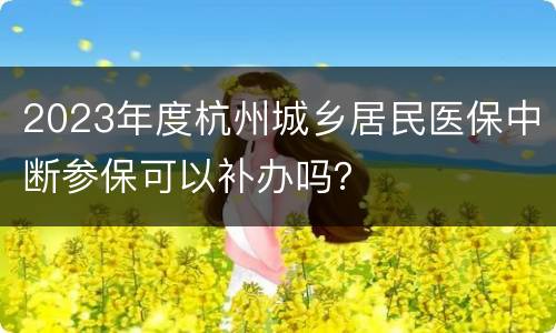 2023年度杭州城乡居民医保中断参保可以补办吗？