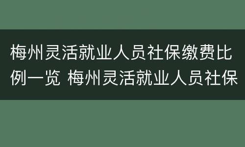 梅州灵活就业人员社保缴费比例一览 梅州灵活就业人员社保缴费标准
