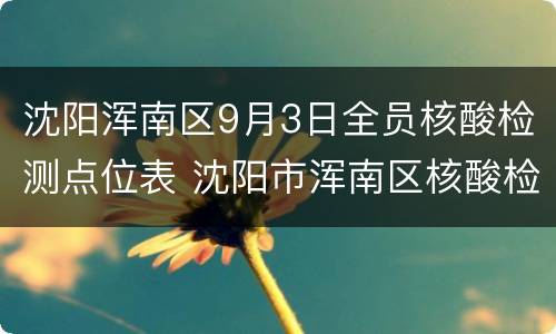 沈阳浑南区9月3日全员核酸检测点位表 沈阳市浑南区核酸检测点