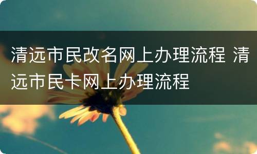 清远市民改名网上办理流程 清远市民卡网上办理流程
