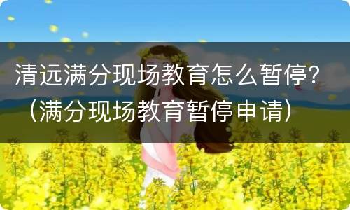 清远满分现场教育怎么暂停？（满分现场教育暂停申请）