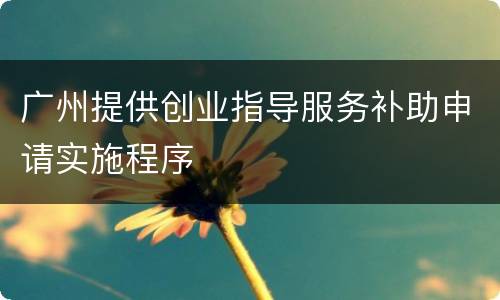 广州提供创业指导服务补助申请实施程序