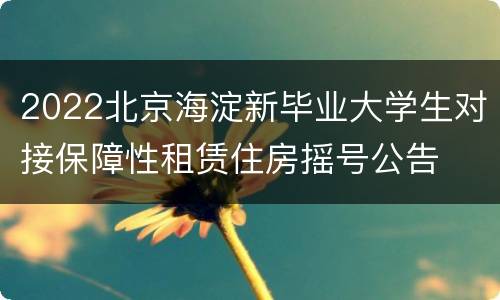 2022北京海淀新毕业大学生对接保障性租赁住房摇号公告