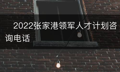 ​2022张家港领军人才计划咨询电话