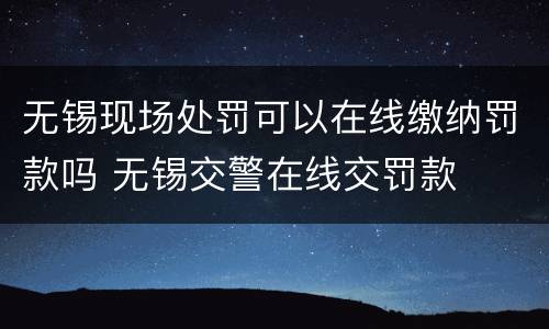 无锡现场处罚可以在线缴纳罚款吗 无锡交警在线交罚款