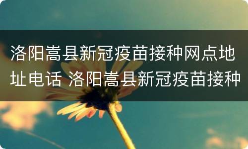 洛阳嵩县新冠疫苗接种网点地址电话 洛阳嵩县新冠疫苗接种网点地址电话查询
