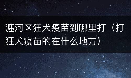 瀍河区狂犬疫苗到哪里打（打狂犬疫苗的在什么地方）
