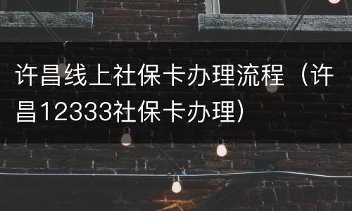 许昌线上社保卡办理流程（许昌12333社保卡办理）