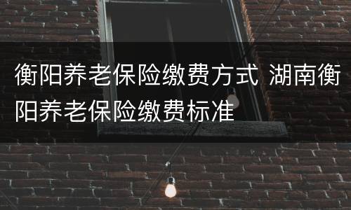 衡阳养老保险缴费方式 湖南衡阳养老保险缴费标准