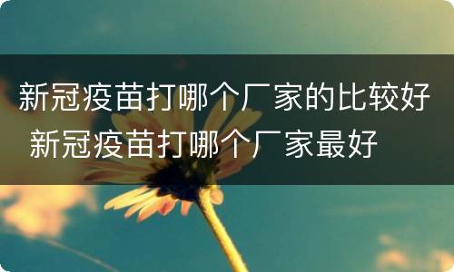 新冠疫苗打哪个厂家的比较好 新冠疫苗打哪个厂家最好