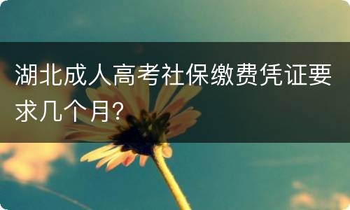 湖北成人高考社保缴费凭证要求几个月？