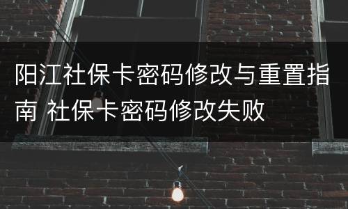 阳江社保卡密码修改与重置指南 社保卡密码修改失败