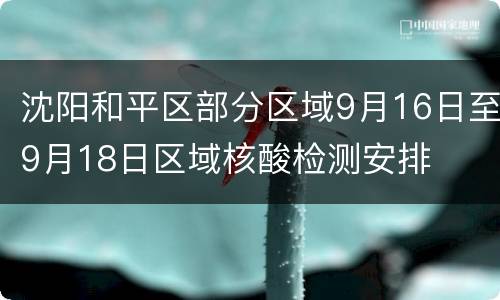 沈阳和平区部分区域9月16日至9月18日区域核酸检测安排