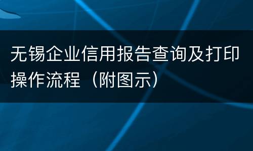 无锡企业信用报告查询及打印操作流程（附图示）