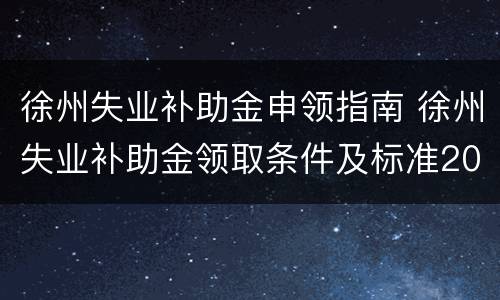 徐州失业补助金申领指南 徐州失业补助金领取条件及标准2020