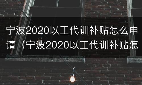 宁波2020以工代训补贴怎么申请（宁波2020以工代训补贴怎么申请的）