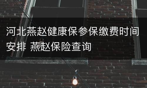 河北燕赵健康保参保缴费时间安排 燕赵保险查询