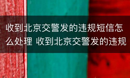 收到北京交警发的违规短信怎么处理 收到北京交警发的违规短信怎么处理呢