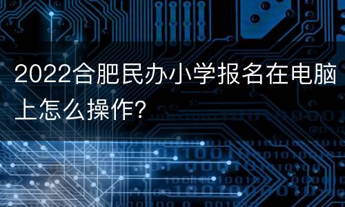 2022合肥民办小学报名在电脑上怎么操作？