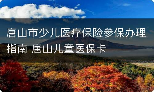 唐山市少儿医疗保险参保办理指南 唐山儿童医保卡