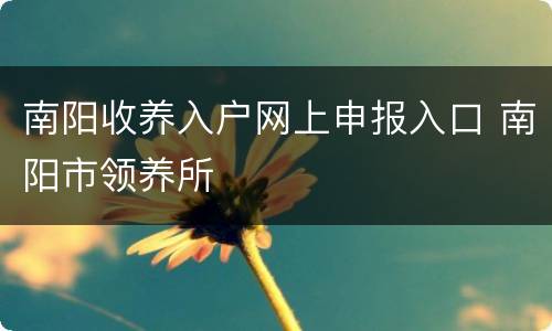 南阳收养入户网上申报入口 南阳市领养所