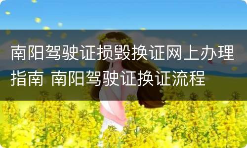 南阳驾驶证损毁换证网上办理指南 南阳驾驶证换证流程