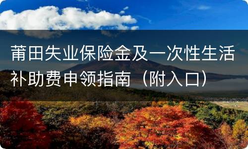 莆田失业保险金及一次性生活补助费申领指南（附入口）