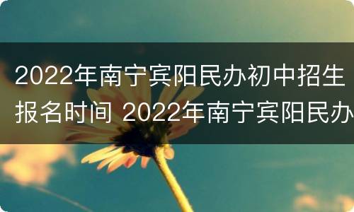 2022年南宁宾阳民办初中招生报名时间 2022年南宁宾阳民办初中招生报名时间是多少