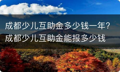 成都少儿互助金多少钱一年? 成都少儿互助金能报多少钱