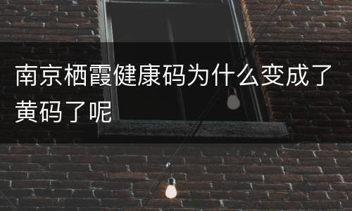 南京栖霞健康码为什么变成了黄码了呢