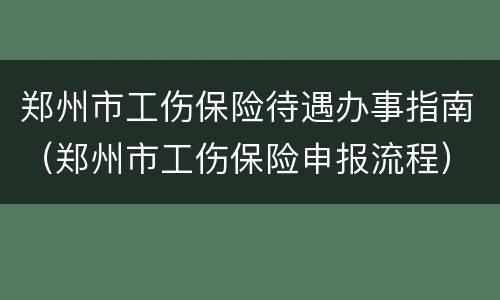 郑州市工伤保险待遇办事指南（郑州市工伤保险申报流程）