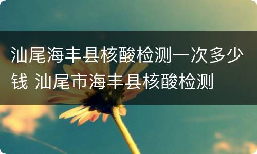 汕尾海丰县核酸检测一次多少钱 汕尾市海丰县核酸检测