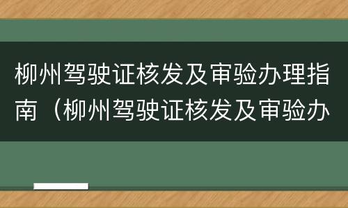 柳州驾驶证核发及审验办理指南（柳州驾驶证核发及审验办理指南在哪里看）