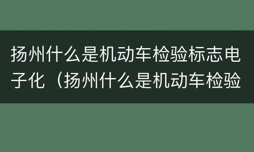 扬州什么是机动车检验标志电子化（扬州什么是机动车检验标志电子化服务）