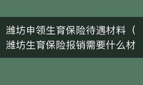 潍坊申领生育保险待遇材料（潍坊生育保险报销需要什么材料）