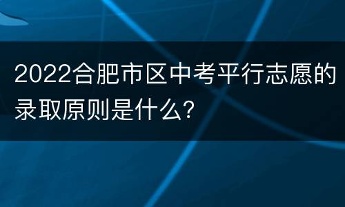 2022合肥市区中考平行志愿的录取原则是什么？