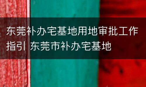 东莞补办宅基地用地审批工作指引 东莞市补办宅基地