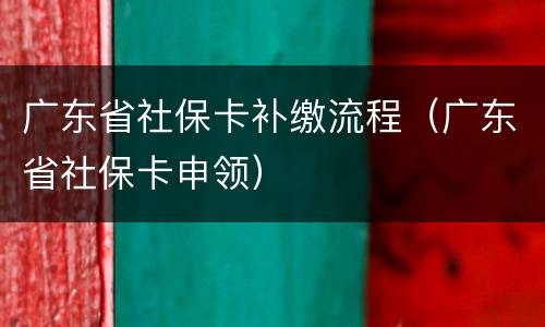 广东省社保卡补缴流程（广东省社保卡申领）