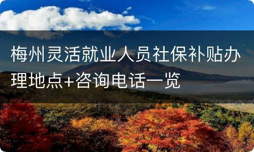 梅州灵活就业人员社保补贴办理地点+咨询电话一览